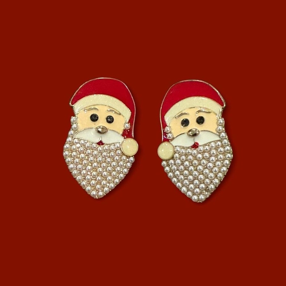Charming Santa Claus Pearl Earrings
